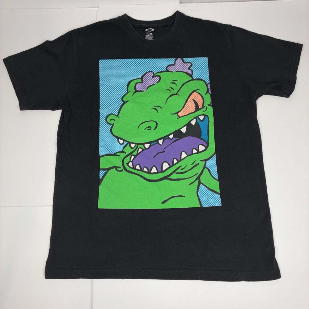 Nickelodeon Men Rugrats Reptar Graphic T-Shirt Black Size L